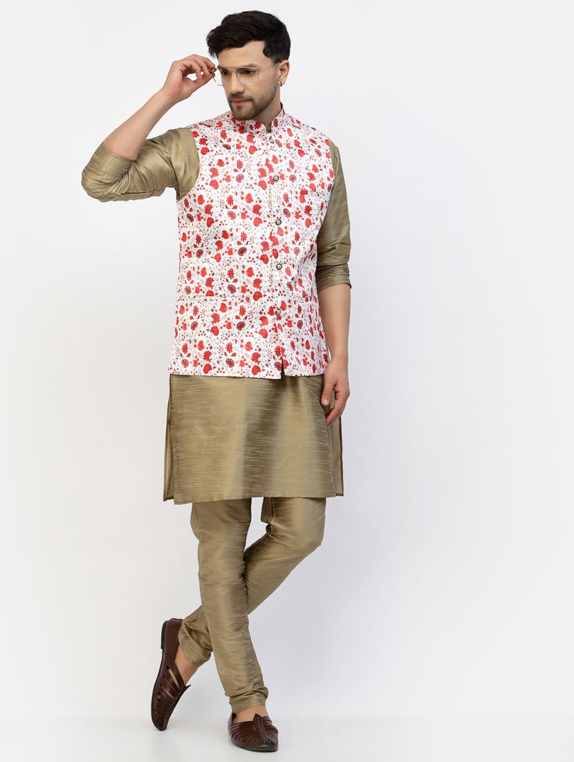 men floral kurta pyjama ethnic jacket set - 20266089 - Standard Image - 2
