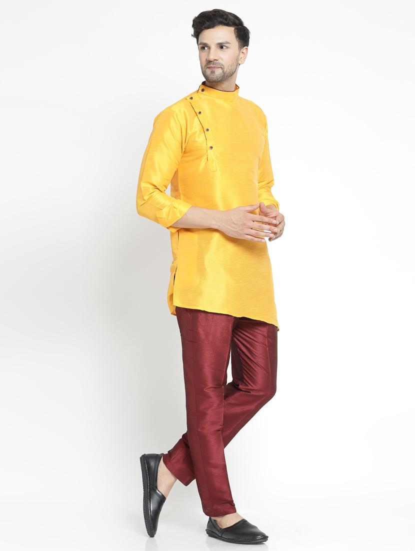 men solid kurta pyjama ethnic set - 20266106 - Standard Image - 2