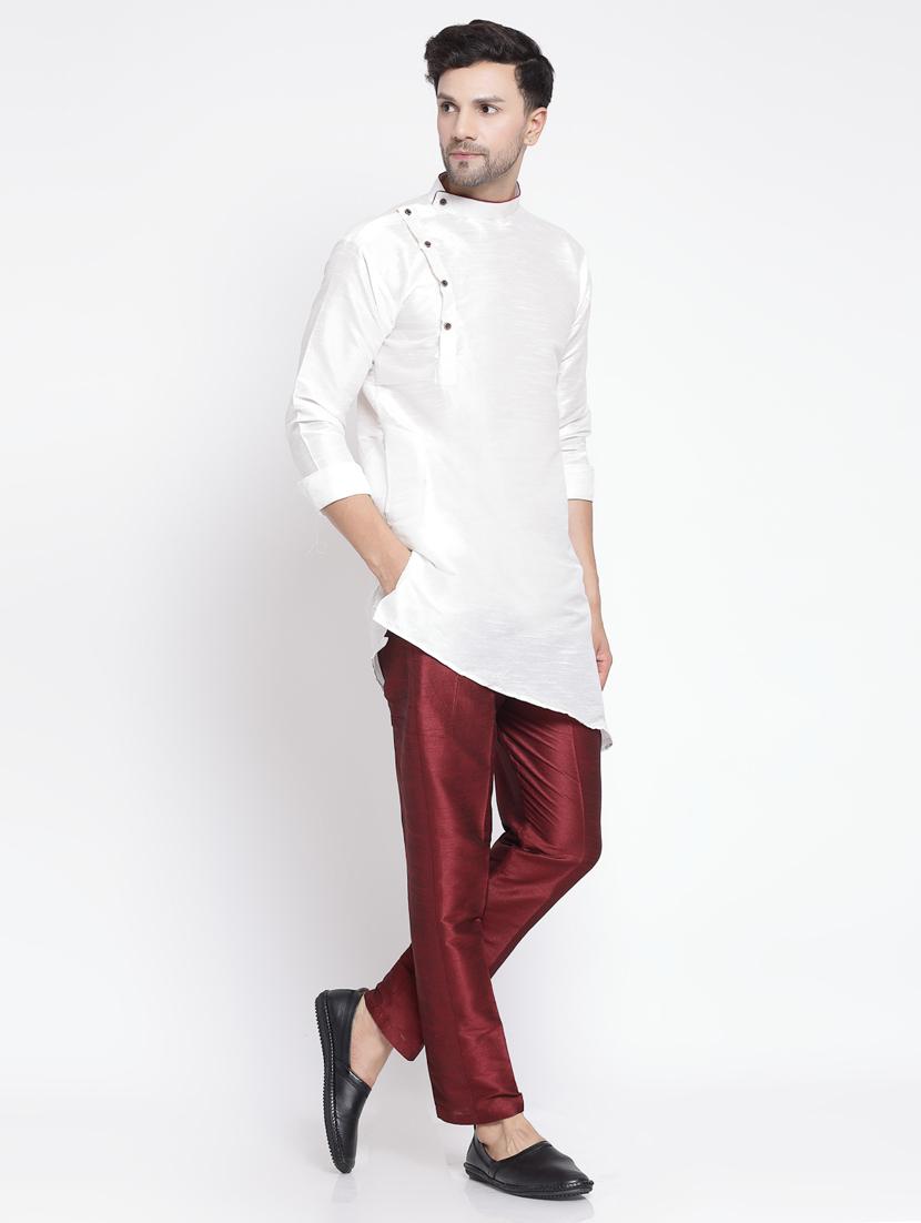men solid kurta pyjama ethnic set - 20266110 - Standard Image - 2