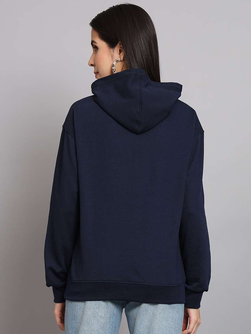 women solid hooded long sleeve sweatshirt - 20266264 - Standard Image - 2