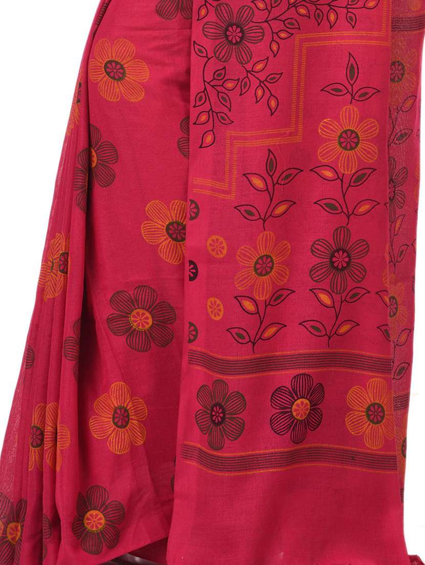 women's floral red colored saree with blouse - 20266283 - Standard Image - 2