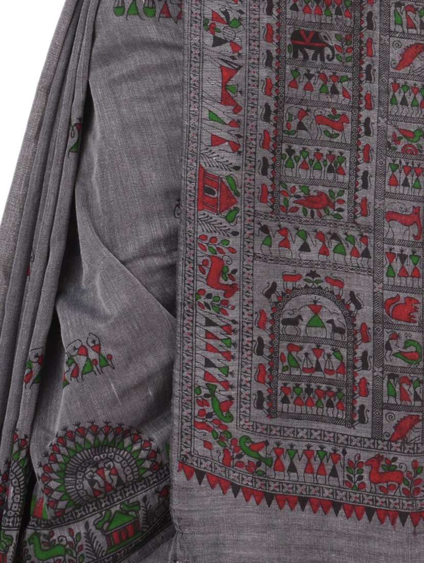 women's self design steel colored saree with blouse - 20266297 -  Standard Image - 2