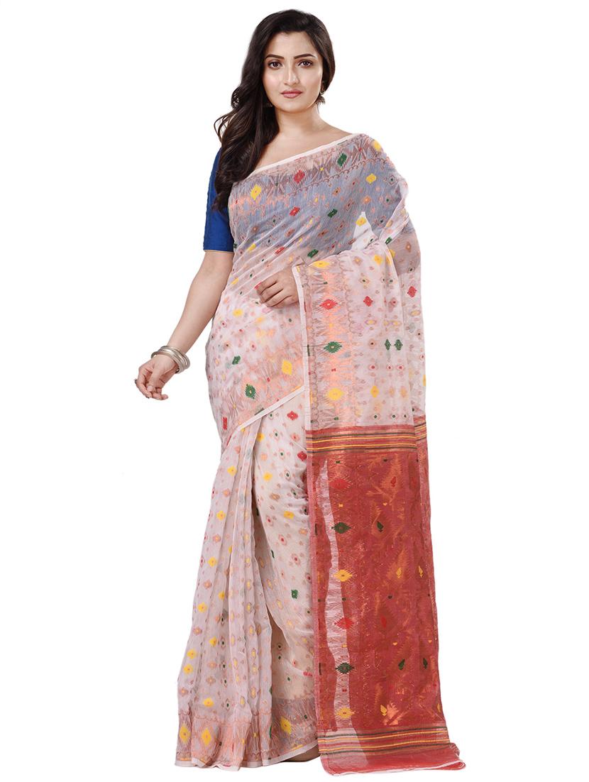 women's self design white colored saree with blouse - 20266300 - Zoom Image - 0