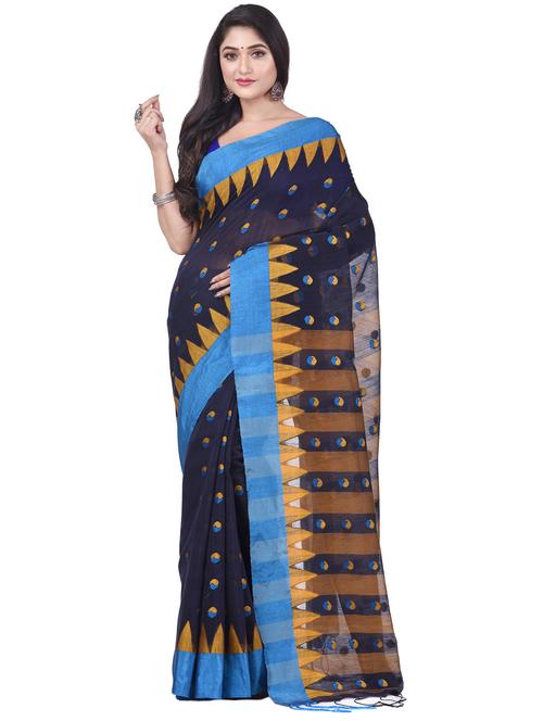 women's self design navy blue colored saree with blouse - 20266305 - Standard Image - 0