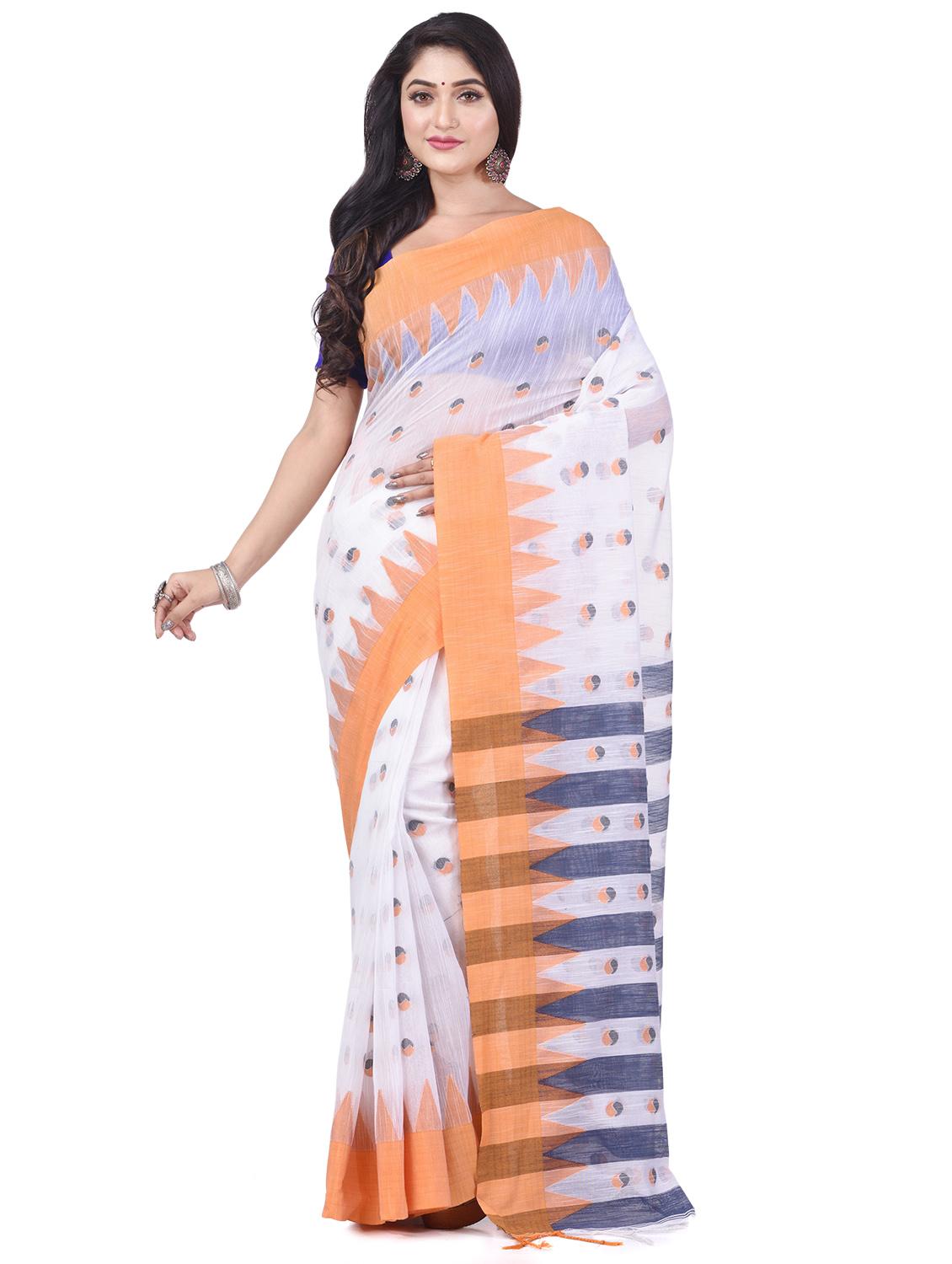 women's self design white colored saree with blouse - 20266309 -  Zoom Image - 0