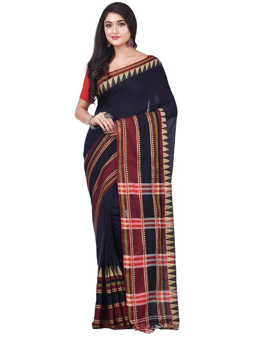 women's printed navy blue colored saree with blouse - 20266310 - Standard Image - 0