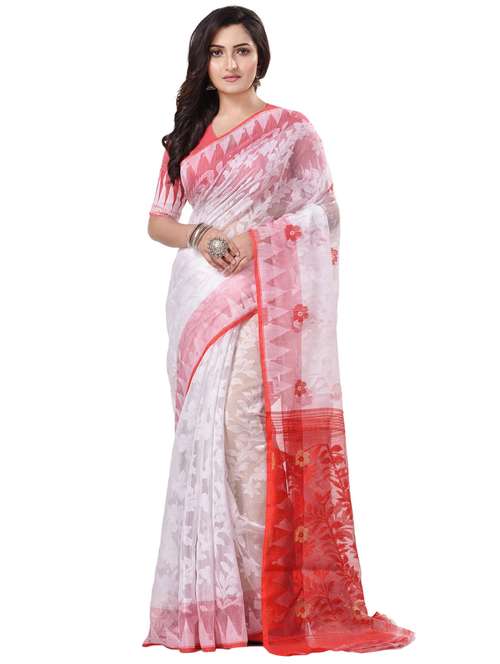 women's self design white colored saree with blouse - 20266333 - Standard Image - 0