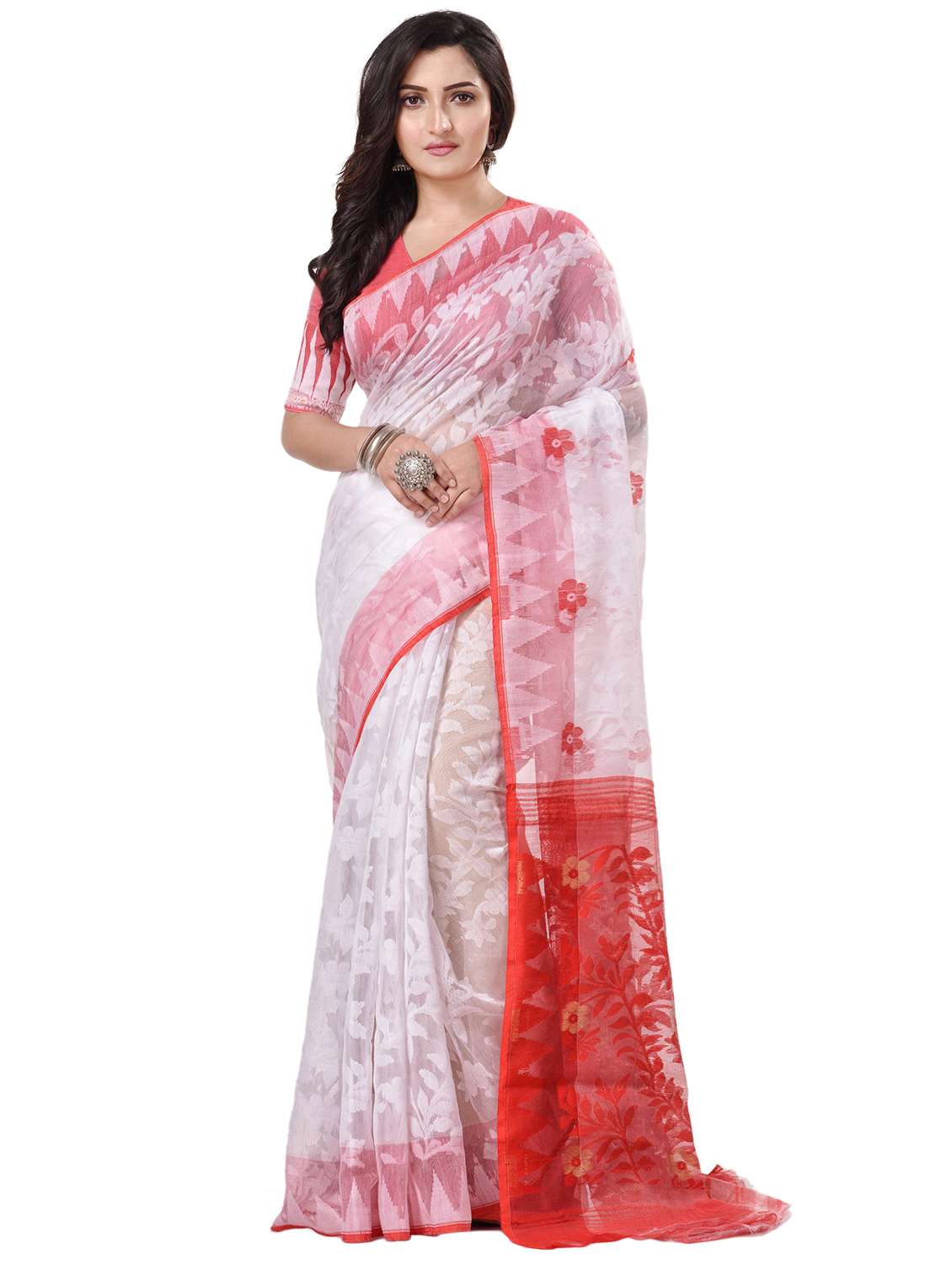 women's self design white colored saree with blouse - 20266333 - Zoom Image - 0