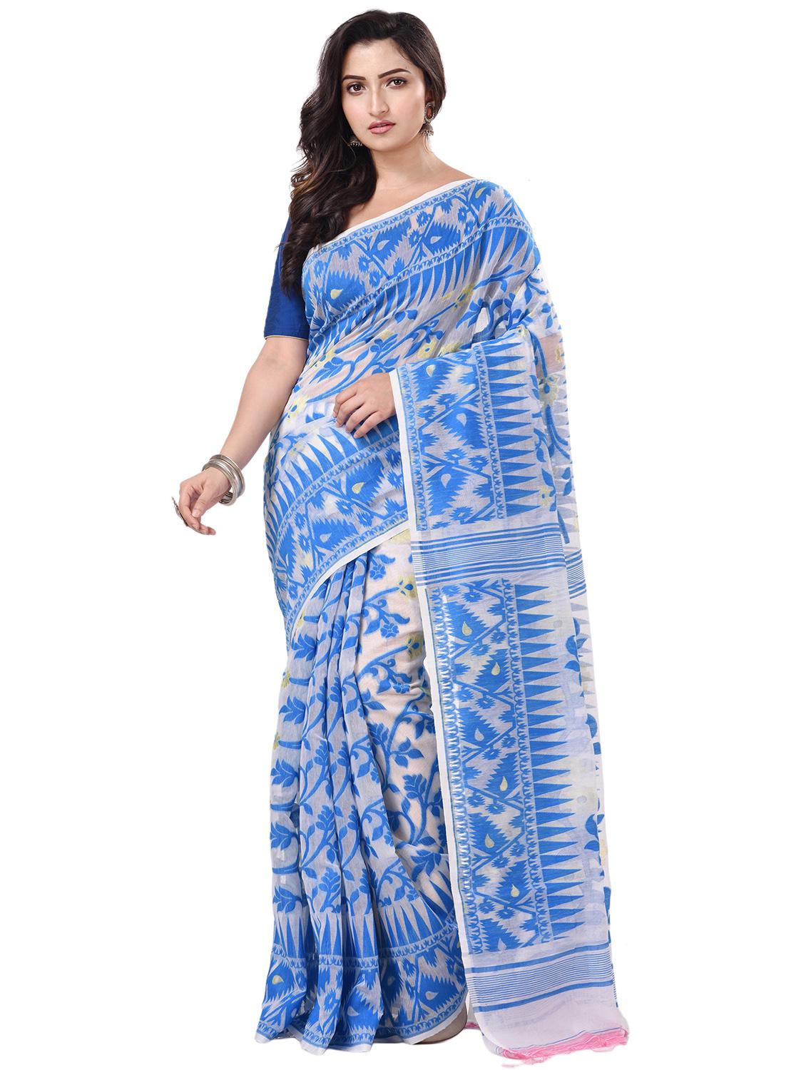 women's self design blue colored saree with blouse - 20266355 - Zoom Image - 0