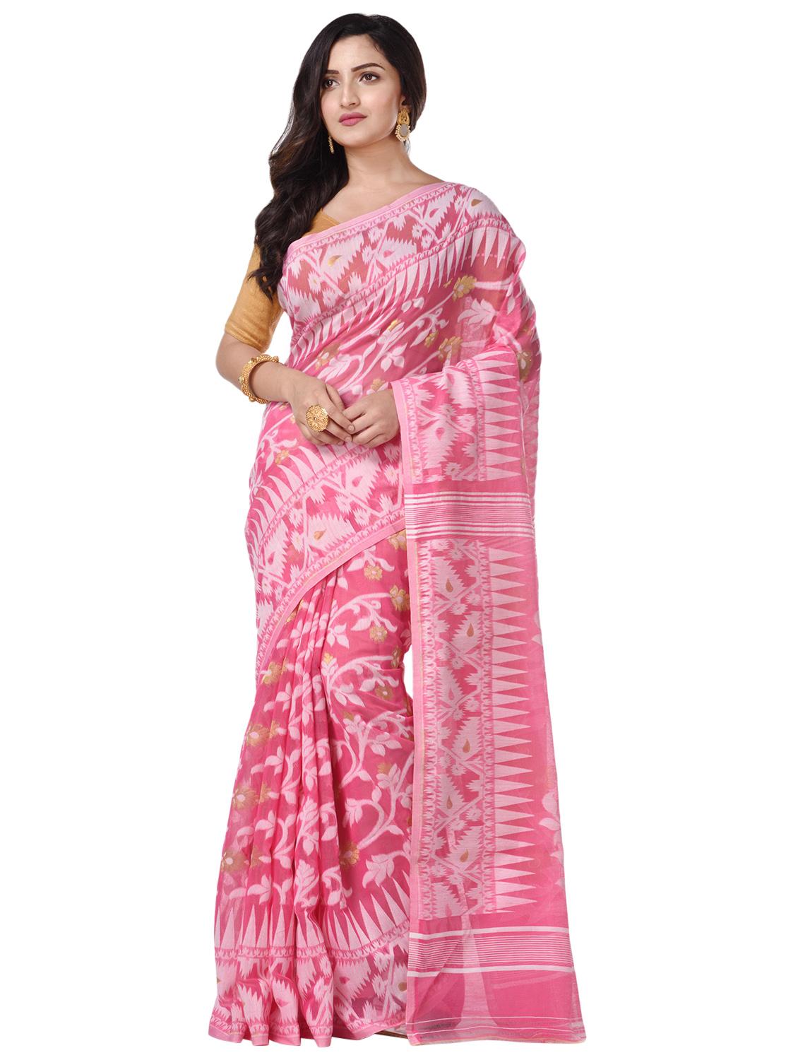 women's self design pink colored saree with blouse - 20266364 - Zoom Image - 0