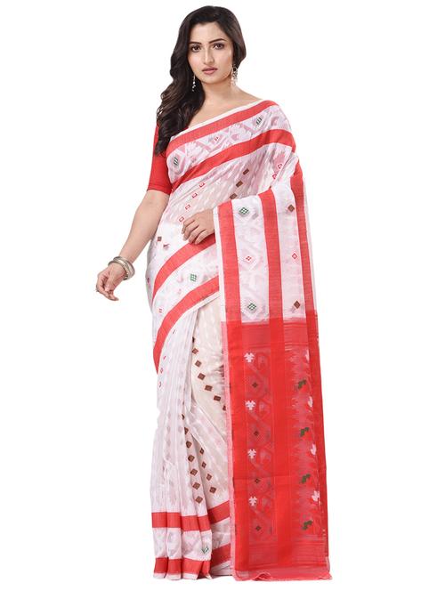 women's self design white colored saree with blouse - 20266386 - Standard Image - 0