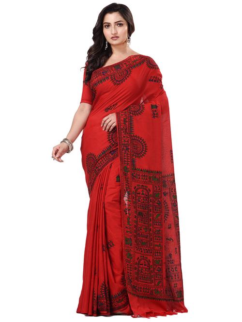 women's printed red colored saree with blouse - 20266398 - Standard Image - 0