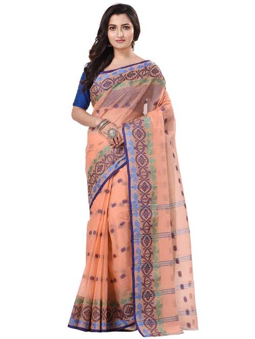 women's self design peach colored saree with blouse - 20266399 - Standard Image - 0