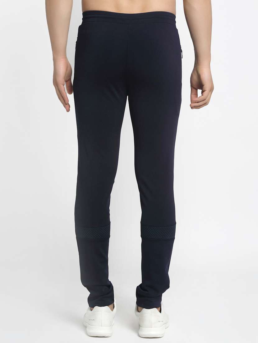 men navy blue polyester full length track pant - 20266460 - Standard Image - 2