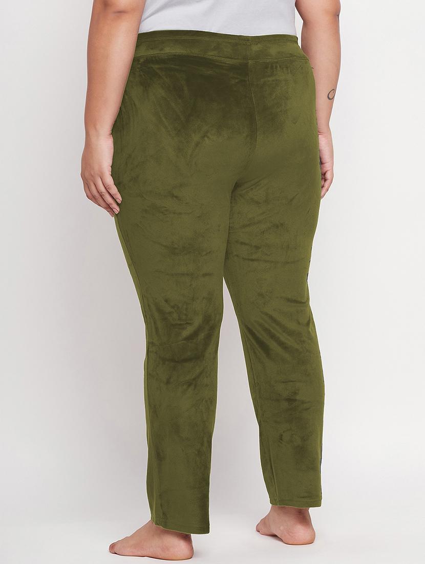 olive solid plus size track pants - 20266476 - Standard Image - 2