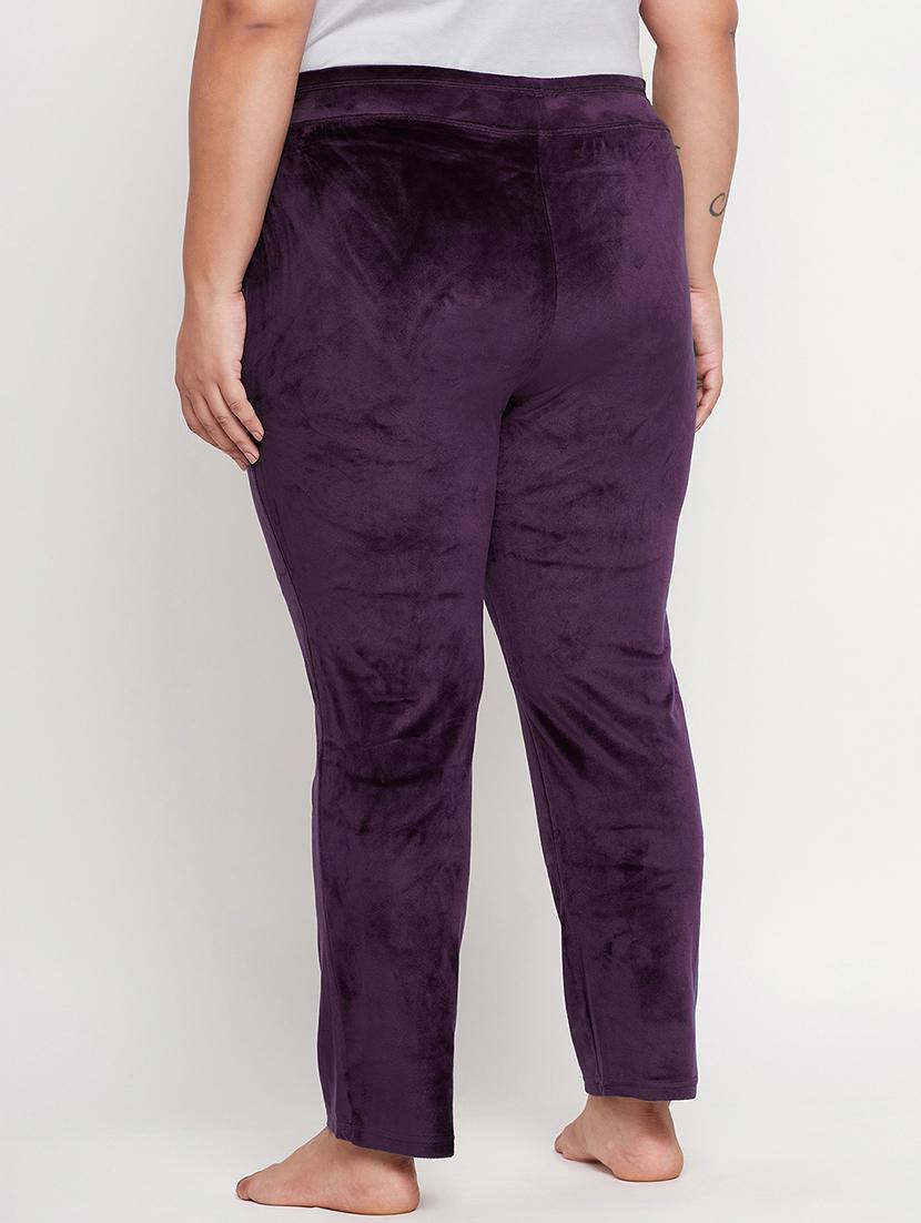 purple velvet plus size track pants - 20266478 - Standard Image - 2