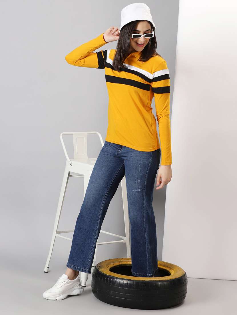 women's striped polo neck t-shirt - 20266641 -  Standard Image - 2