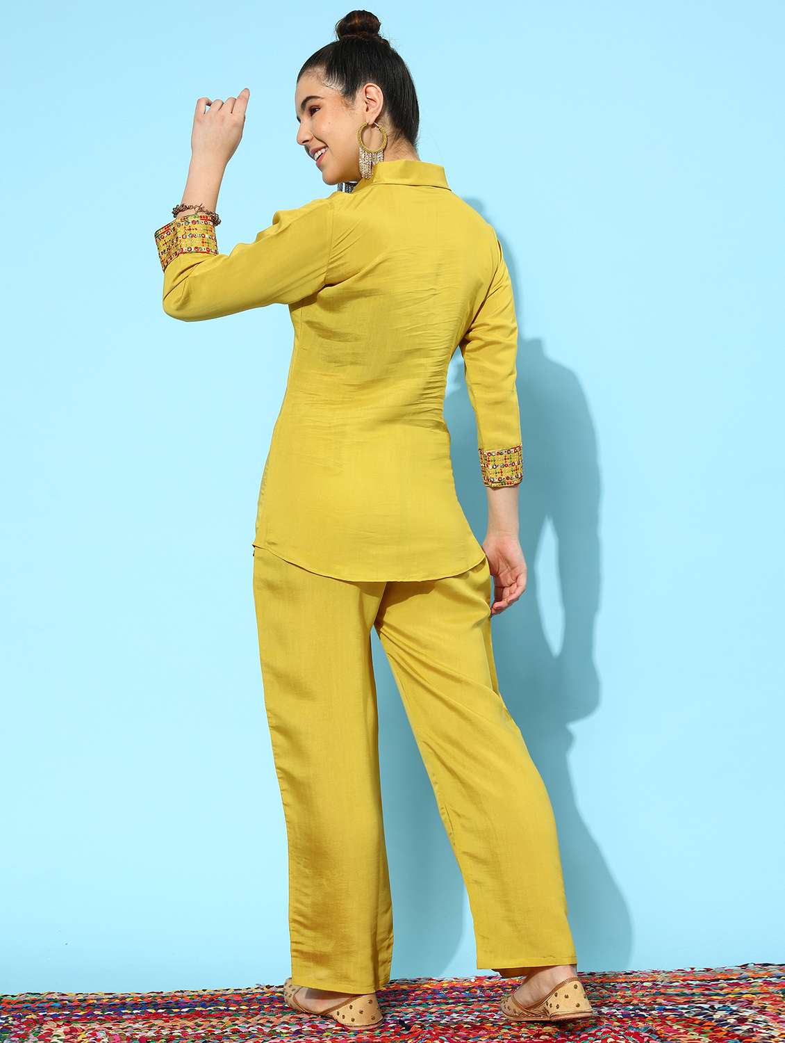 women lime shirt collar co-ord sets - 20267069 -  Standard Image - 2