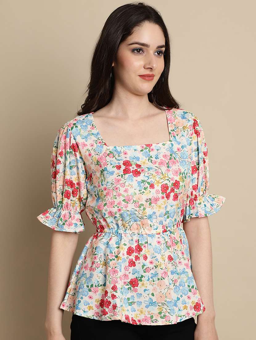 women's peplum square neck top