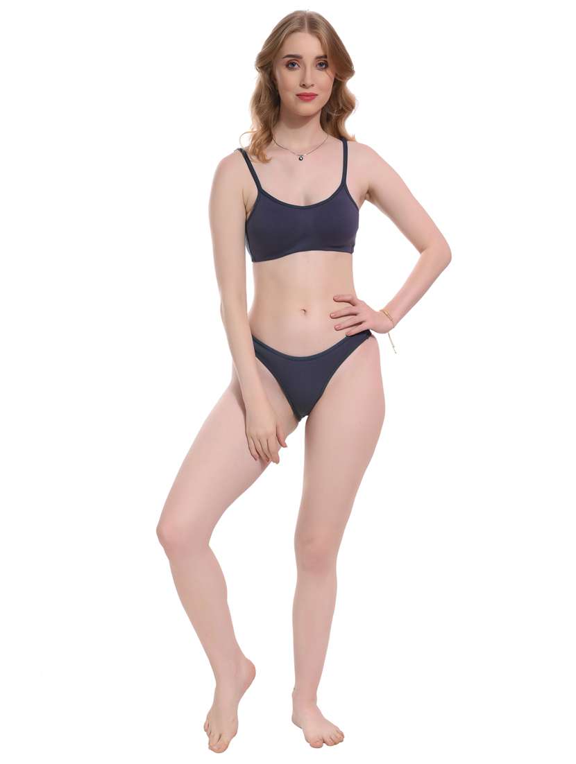 solid bras and panty set - 20267263 -  Standard Image - 7