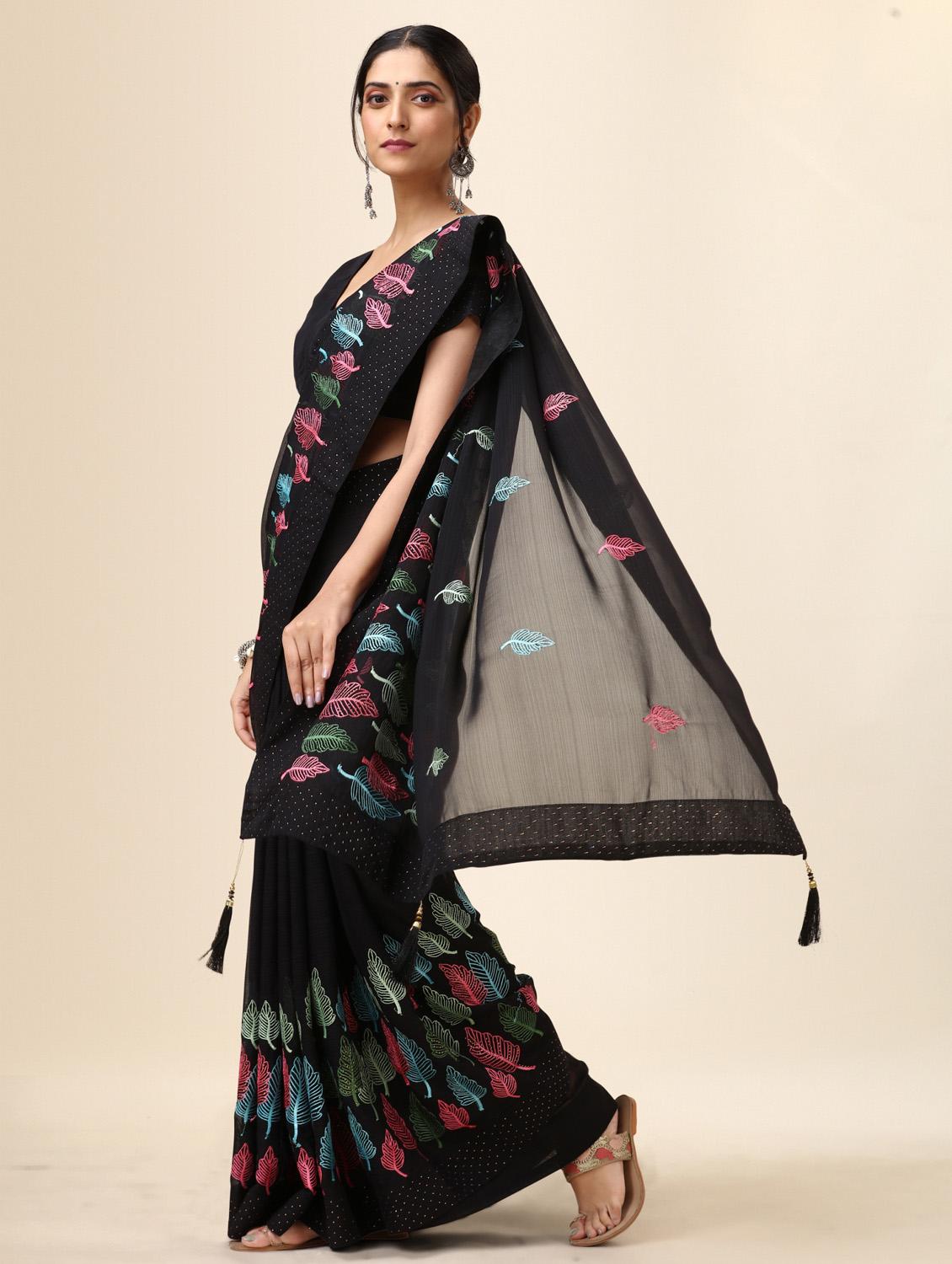 women's embroidered saree with blouse - 20267482 - Standard Image - 2