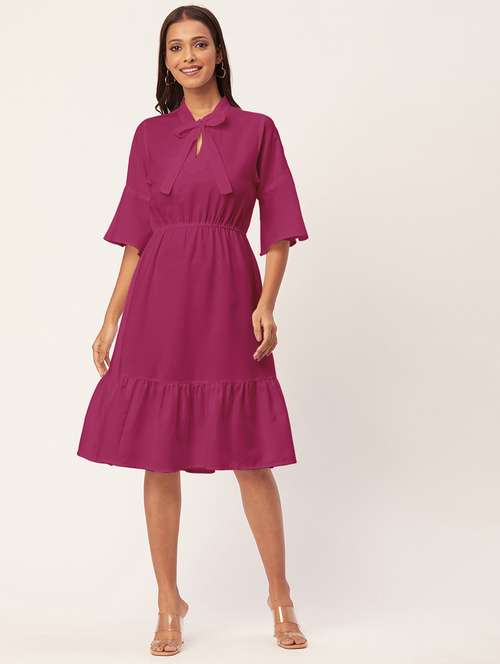 women's tiered dress solid dress - 20267511 - Standard Image - 0
