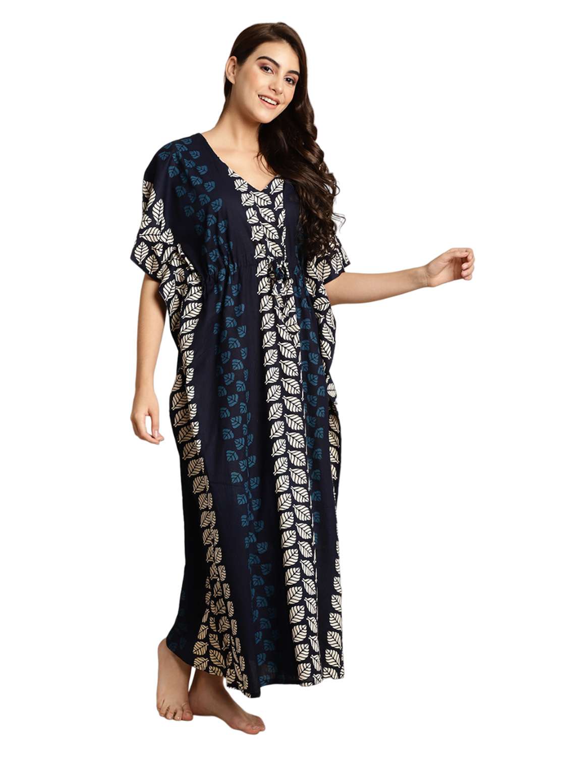 women tropical print cotton kaftan - 20267581 - Standard Image - 2