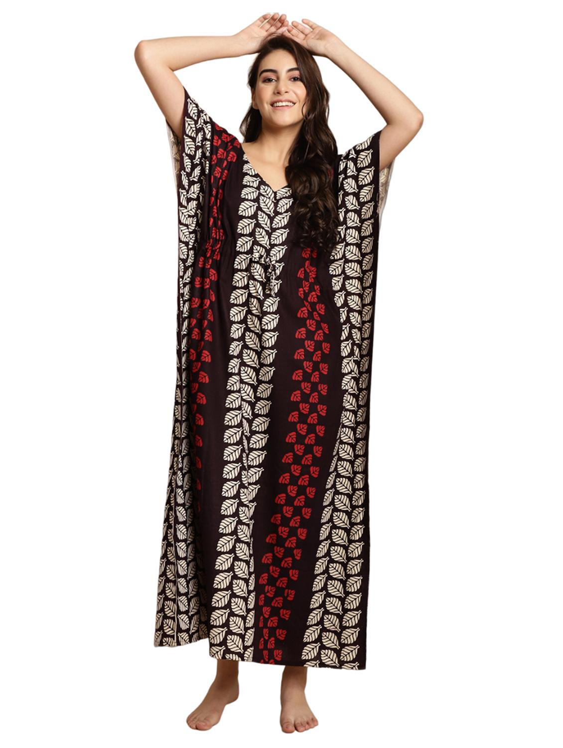 women tropical print cotton kaftan - 20267589 - Standard Image - 2