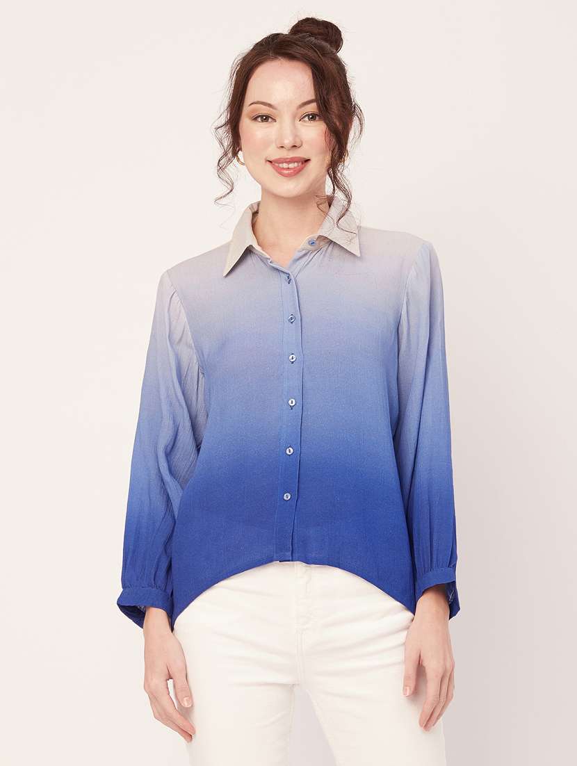 women's high-low collared top - 20271559 - Zoom Image - 0