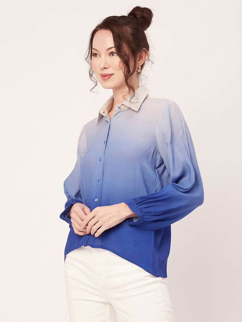 women's high-low collared top - 20271559 - Standard Image - 2