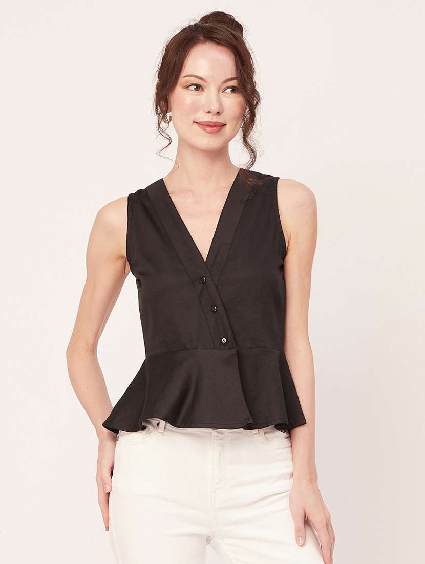 women's peplum v neck top