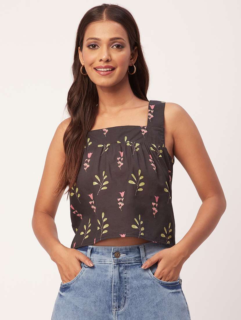 women's crop square neck top