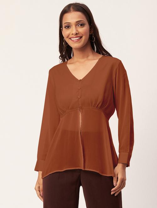 women's a line v neck top - 20271576 - Standard Image - 0