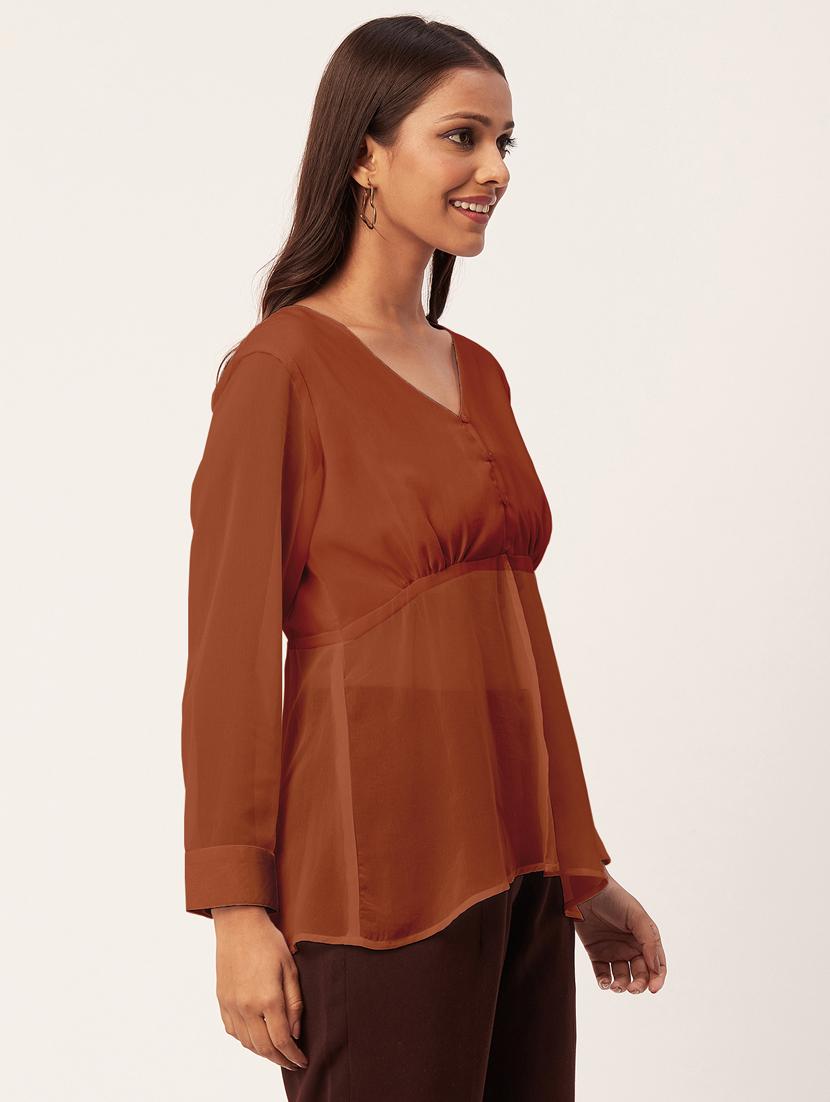 women's a line v neck top - 20271576 - Standard Image - 2