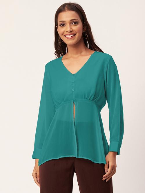 women's peplum v neck top - 20271578 - Standard Image - 0