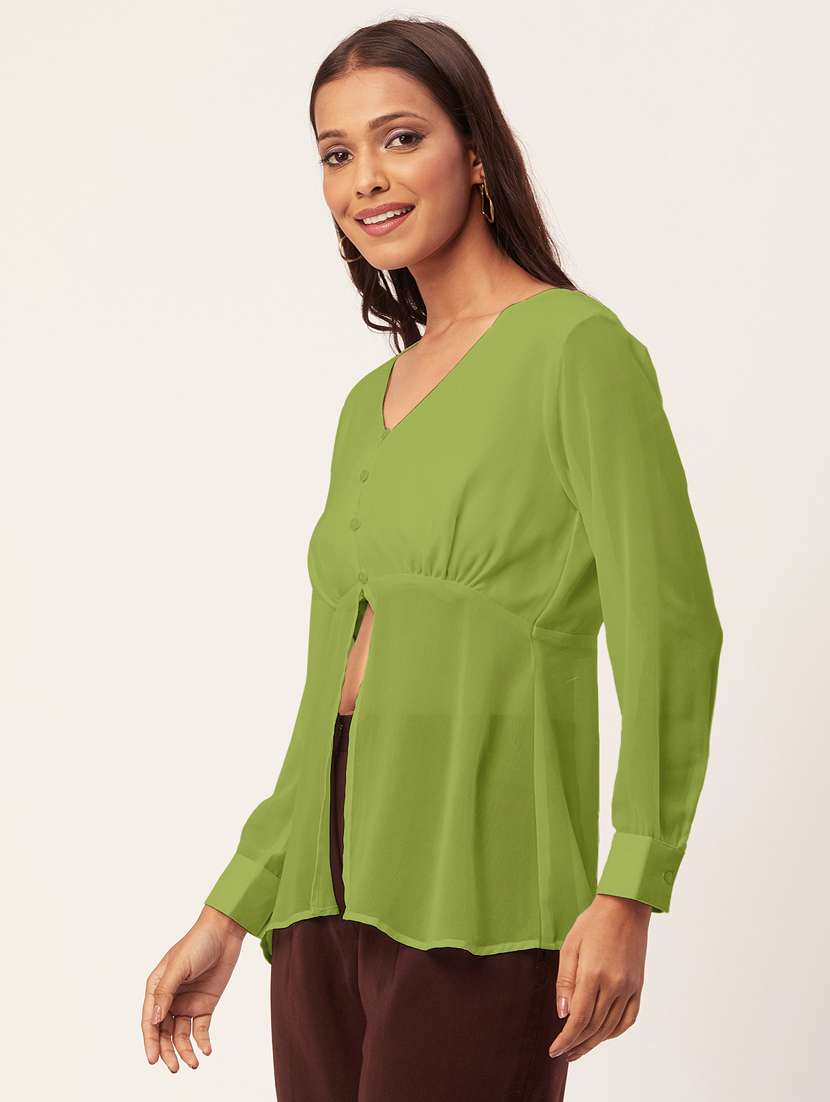 women's peplum v neck top - 20271580 - Standard Image - 2