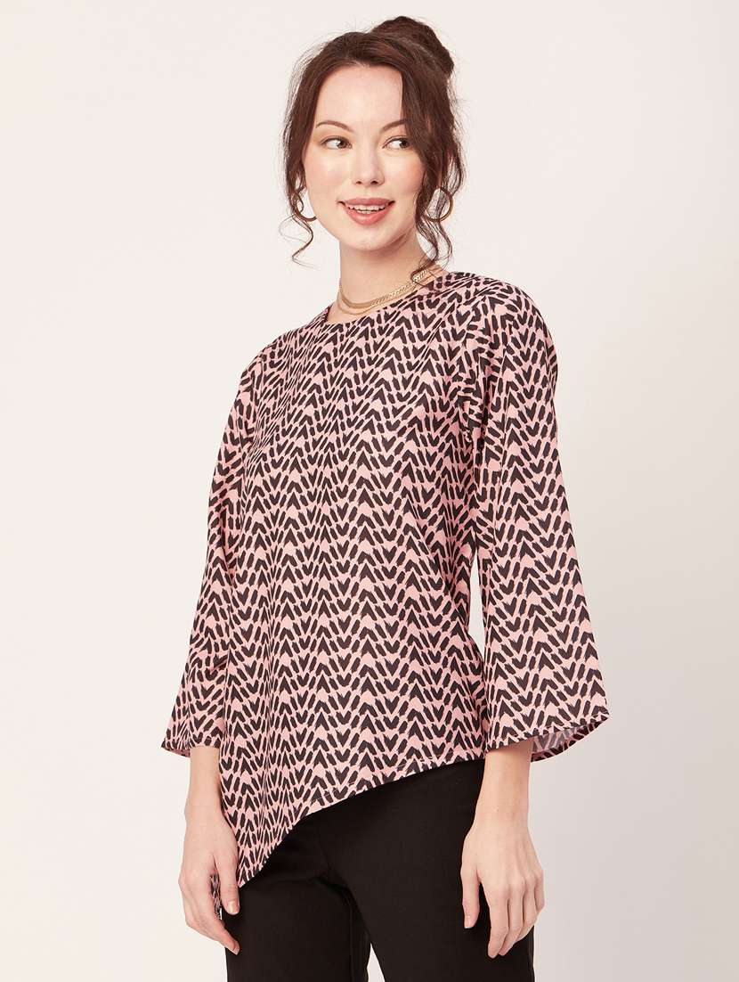 women's asymmetric round neck top - 20271585 - Standard Image - 2