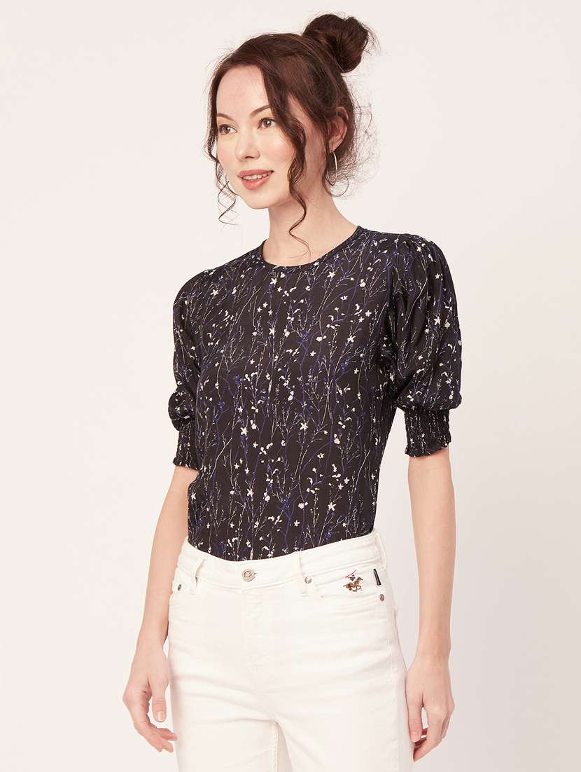 women's crop round neck top - 20271594 -  Standard Image - 2