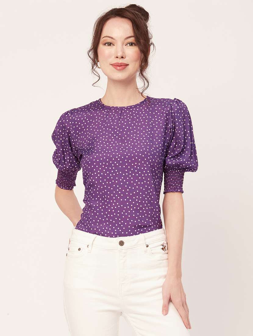 women's crop round neck top