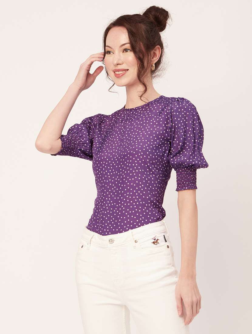 women's crop round neck top - 20271595 -  Standard Image - 2