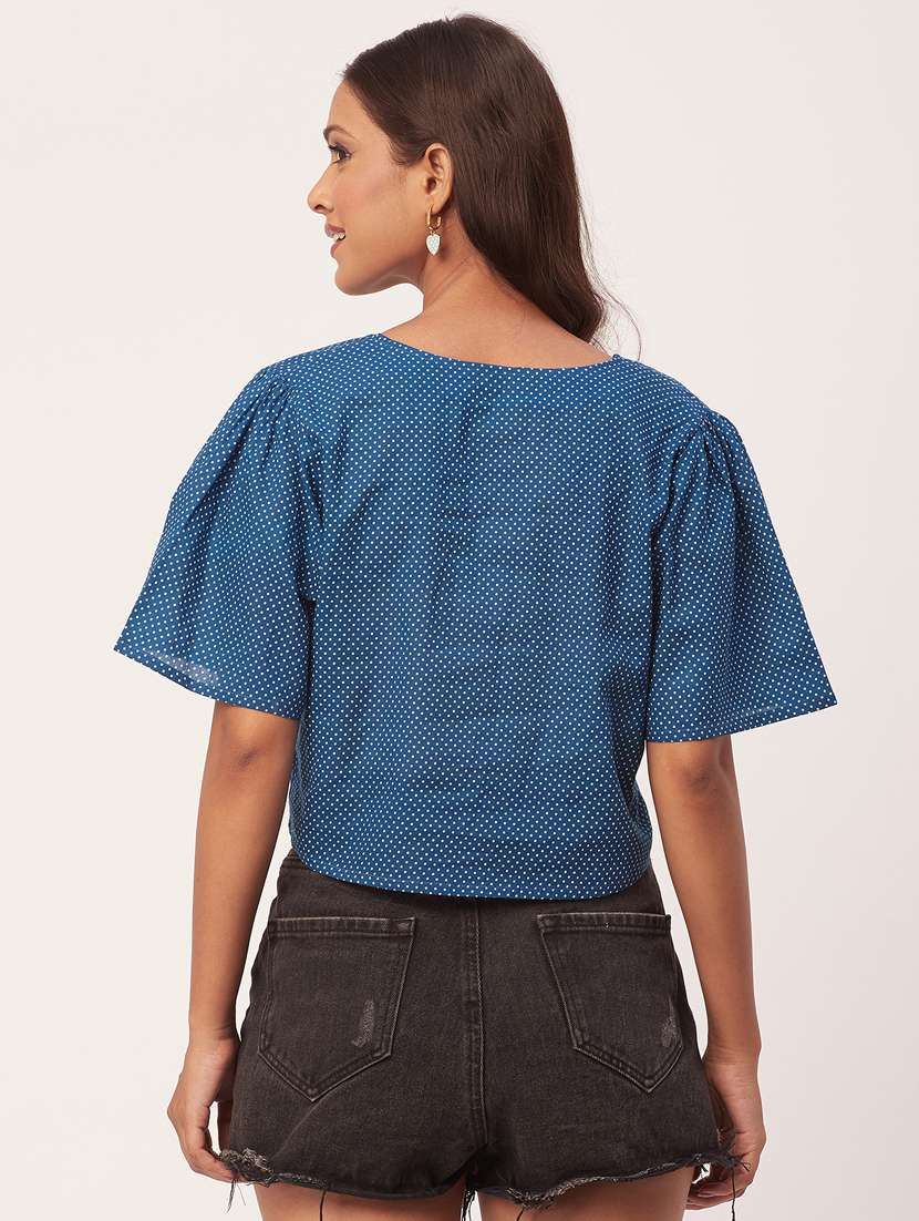 women's crop v neck top - 20271599 - Standard Image - 2