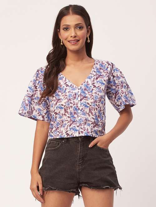 women's crop v neck top - 20271602 -  Standard Image - 0