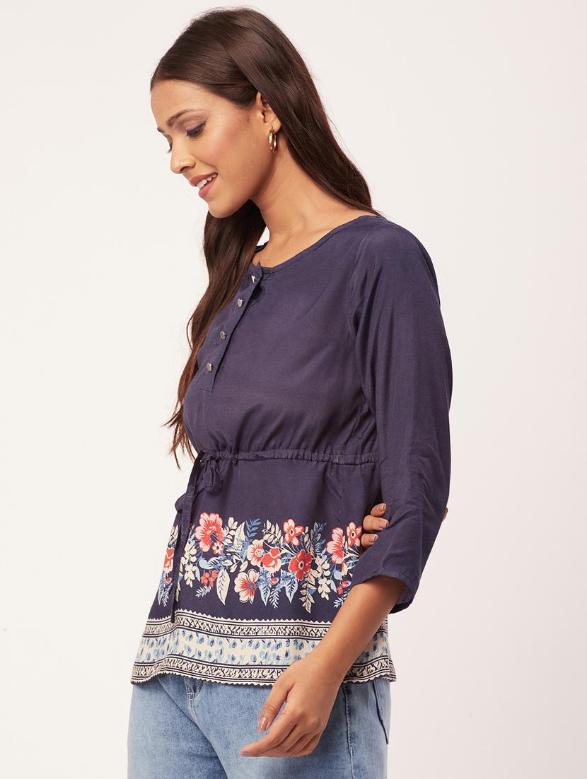 women's a line round neck top - 20271605 - Standard Image - 2