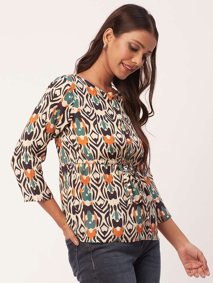 women's straight round neck top - 20271607 - Standard Image - 2