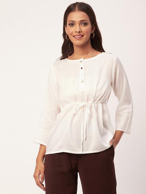 women's a line round neck top - 20271608 -  Standard Image - 0