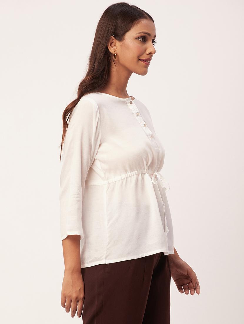 women's a line round neck top - 20271608 - Standard Image - 2