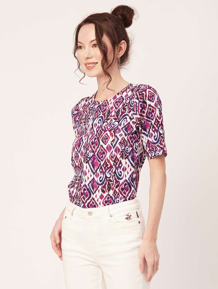 women's straight round neck top - 20271626 - Standard Image - 2
