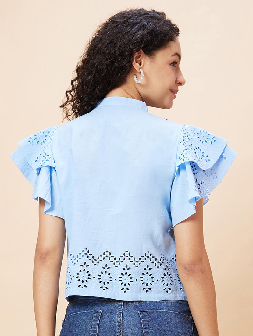 blue schiffli regular top - 20271704 - Standard Image - 2