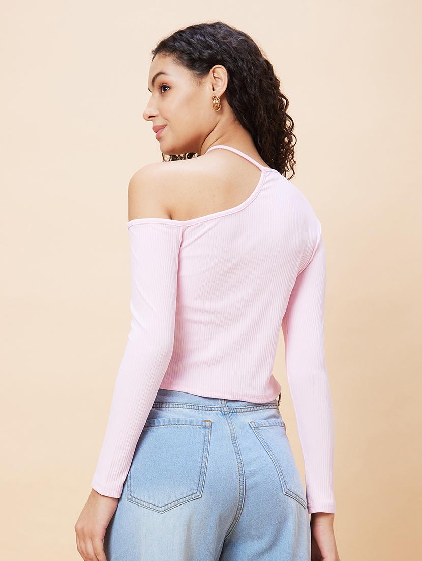 women pink cotton regular top - 20271714 - Standard Image - 2