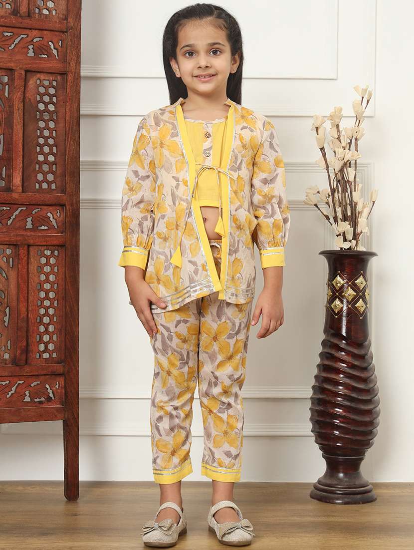 girl floral print cotton fusion set